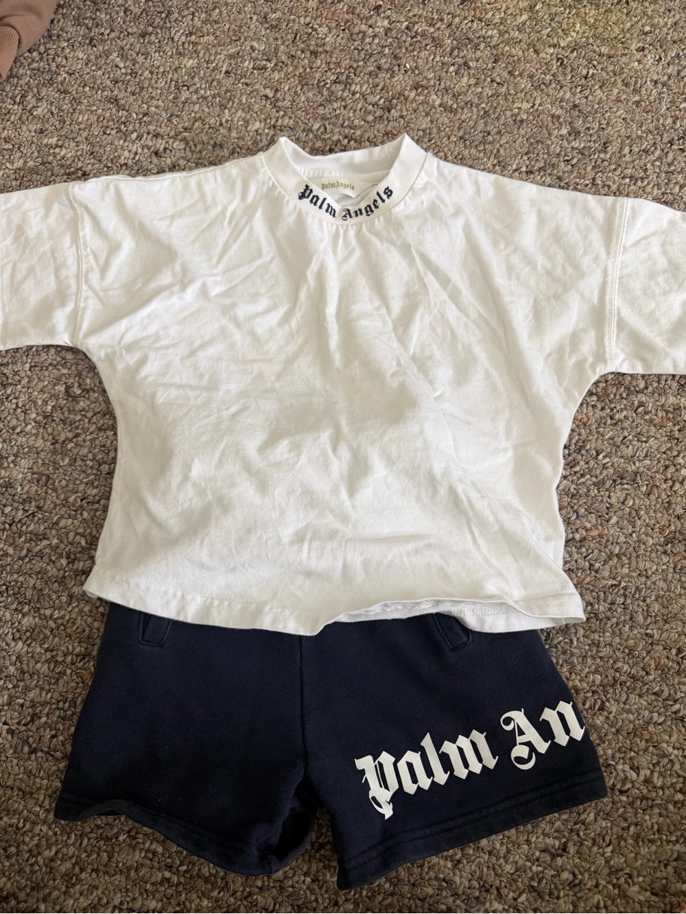 Palm Angels Kids White Logo Short Sleeve Tee